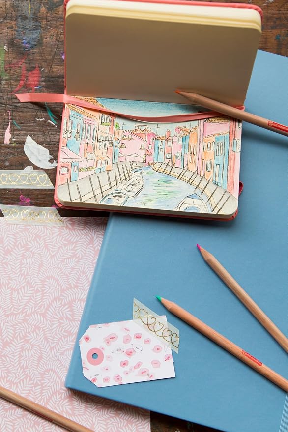 Talens Art Creation Sketchbook, Lake Blue, 80 Sheets, 8.3 x 11.7 in | Hard-Bound Pocket Notebook, 140 GSM/94 lbs Paper, Acid-Free Cream Blank Paper, Ribbon Bookmark, and Elastic Closure