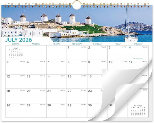 Calendar 2026-2027 - 18 Months Wall Calendar 2026-2027 | July 2026 - December 2027, 2026-2027 Calendar with 15" x 11.5" Thick Paper, Twin-Wire Binding & Hanger, Julian Dates
