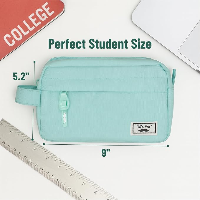 Mr. Pen- High Capacity Pencil Case, Large Pencil Pouch with 3 Compartments and 2 Pockets, Large Pencil Bag with Smooth Zipper, Cute Pencil Case Pouch Organizer, School Supplies for Teens