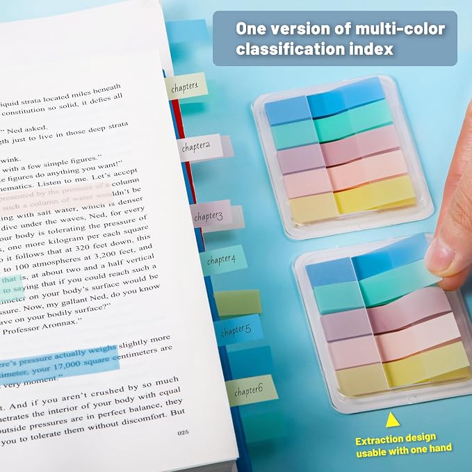 Golcellia Sticky Tabs, Soft Pastel Book Tabs for Notebooks, 300 Pcs | Writable soft pastel paper tabs for books, notes, journals and files, repositionable markers for study, office and home