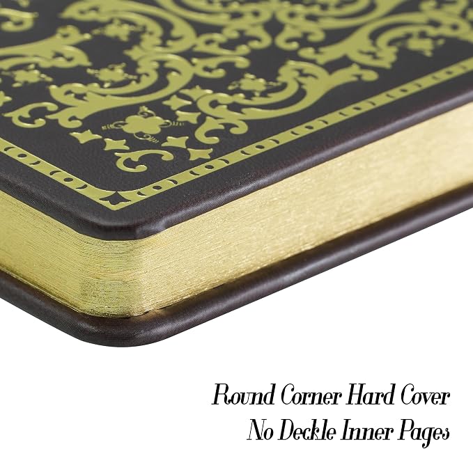 Gilded Vintage Leather Journal Hardcover Antique Diary Notebook | Ornate Decorative Pattern Cover, Premium Lined Paper, Classic Diary for Journaling, Writing, Poetry & Gifting