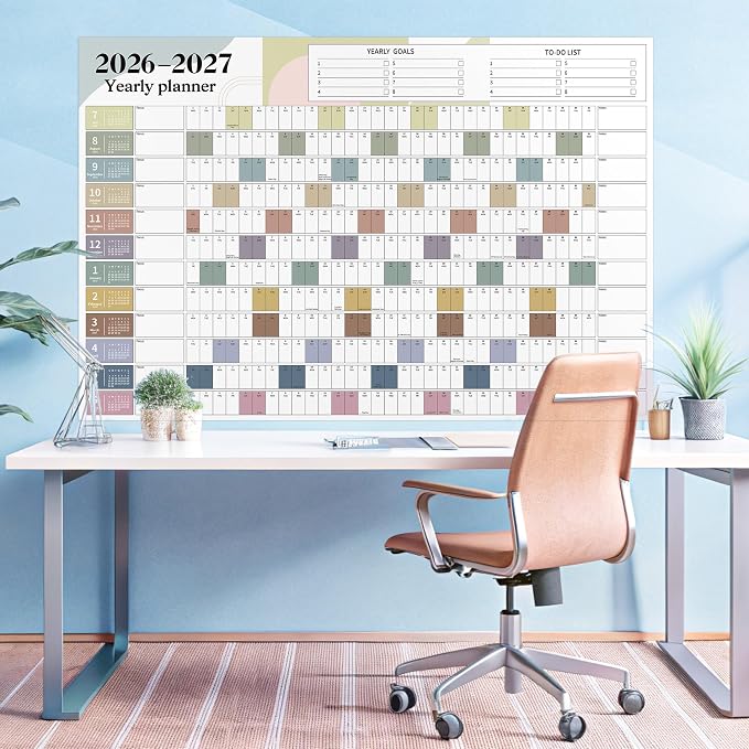 Ospelelf 2026-2027 Wall Calendar Large 32'' x 48'' Dry Erase Laminated Calendar for Wall, 24 Month Big Family Calendar, Use July 2026 - June 2028 (Morandi)