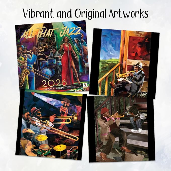 African American Expressions 2026 Wall Calendar – All That Jazz – Monthly Calendar Celebrating Black Culture & History, 12x12 Hanging Calendar, 16 Months – Gift for Music Lovers