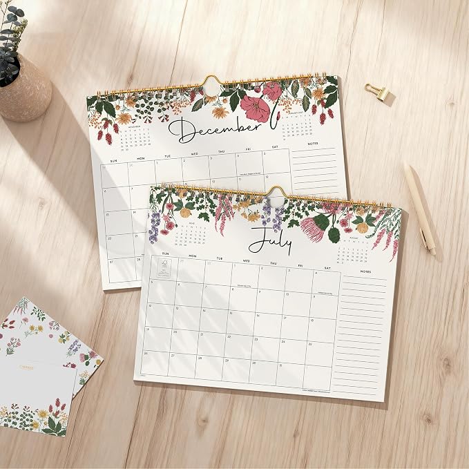 Cabbrix 2026 calendar, 18 Months 2026 wall Calendar 11"x8.5" Runs From July 2026 - December 2027, Twin-Wire Binding, Hanging Hook, Floral Design