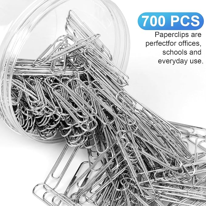700 Pcs Large Paper Clips, 1.3 Inch Jumbo Paper Clips, Silver Paperclips, Stainless Steel Paper Clips Large, Paperclips Office for Teacher Supplies School Supplies Teacher Supplies