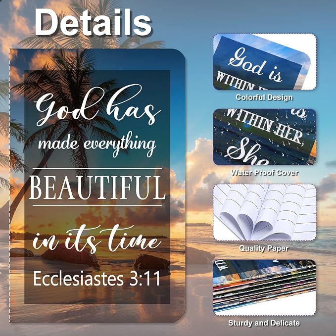 Containlol 16 Pcs Flower Daily Prayer Gift for Women, Bible Verse Notebooks Rustic Floral Inspirational Scripture Quotes Pocket Notepads, School Office, 4.9 x 3.1 Inches(Elegant Style)