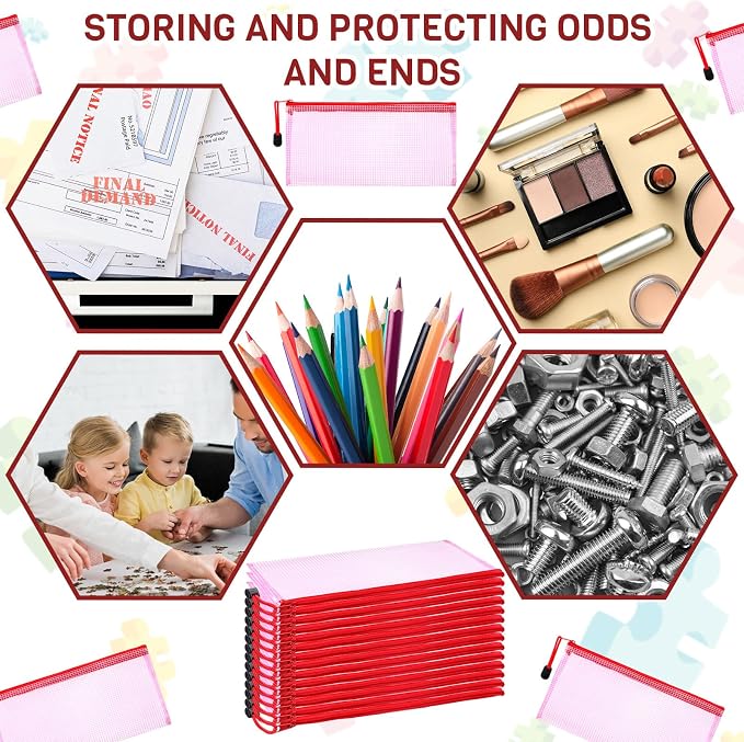 Handepo 100 Pack Mesh Zipper Pouch Pencil Pouches Bulk Clear Storage Bag Small Waterproof Purse Bag Multipurpose for Cash Board Game Passport Office(A6/9.45x4.53in,Red)