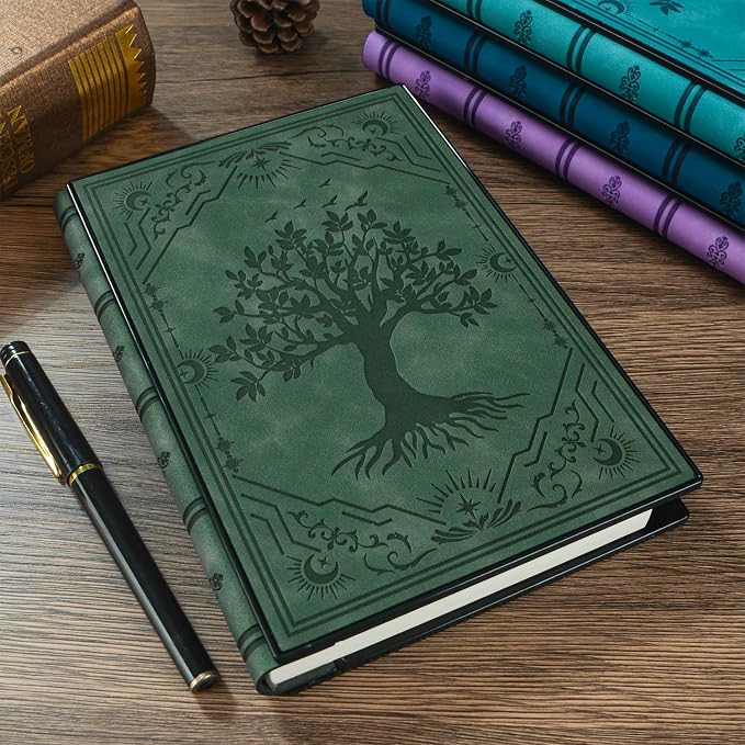 ZXHQ Diary with Lock, Hardcover(14.8 cm x 21 cm) Leather Lock Journal, Built-in Lock, 180° Lay Flat, Tree of Life Embossed Cover, 100 Gsm Thick Paper