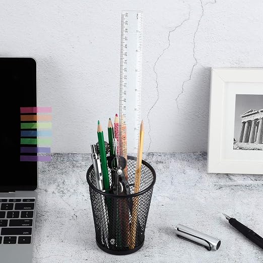 EBOOT 50 Pack Plastic Ruler 12 Inch Straight Flexible Ruler with Inches and Metric for Home Office, Back to School Supplies (Clear)