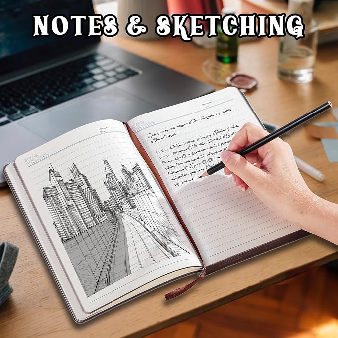 Fetinar 2026 Leather Vintage Journal Notebook,300 Pages,Leather Softcover Lined Journal Notebooks for Women Men,Notebook Journals for Writing Travel,Business,Office,8.5'' X 11.3''