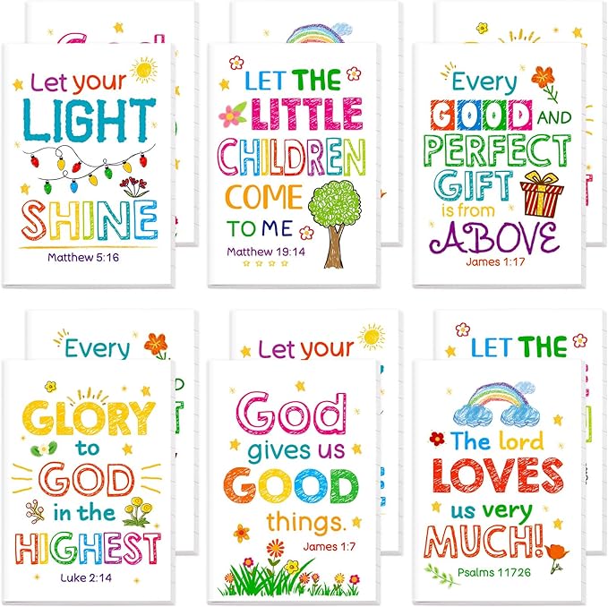 Fancy Land Christian Party Favors for Kids Religious Notepads 12Pcs | Bible Verse Notepad, Religious Party Favors, Inspirational Journals Note Pad, Sunday School, Classroom, Office Supplies