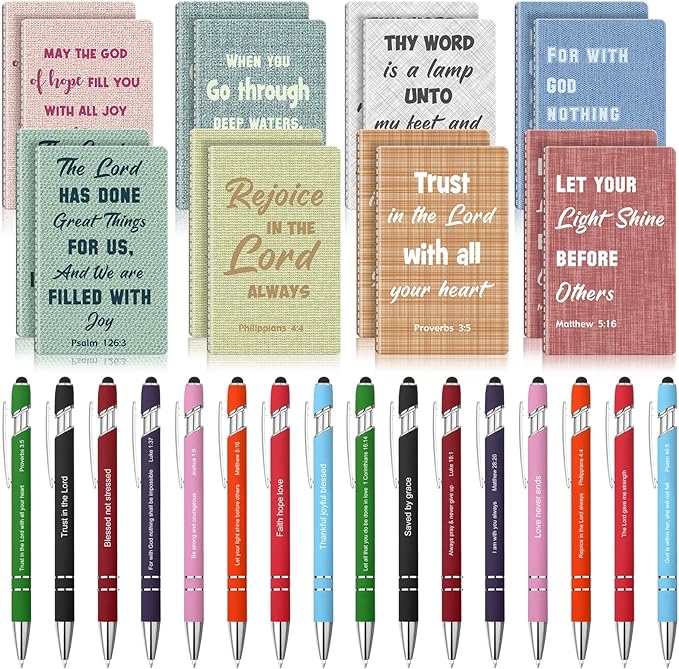 Funrous 32 Pcs Motivational Quote Pens Inspirational Notepads Mini Journal with Ballpoint Pen Small Notebooks Gift for Men Women Coworker Adult Party Favors Prize Teacher Student Office(Texture)