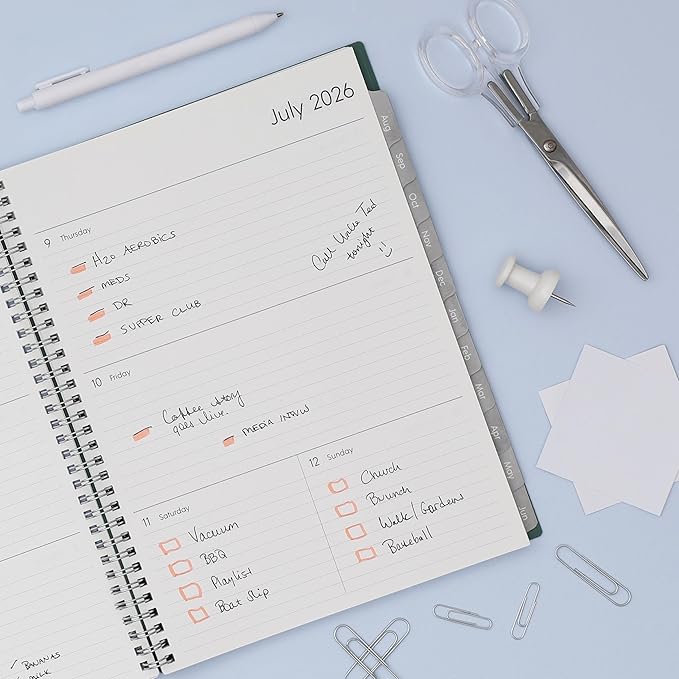 Blue Sky 2026-2027 Weekly & Monthly Academic Planner, 8"x10.875", Seychelle | July 2026 - June 2027, Flexible Cover, Wirebound, Laminated Tabs, Academic Year