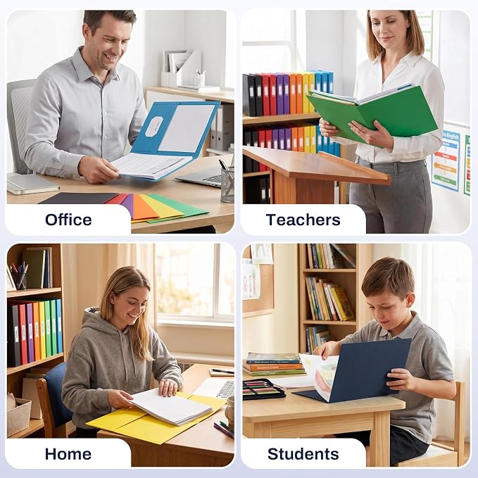 SUNEE Folders with Pockets(25 Pack, Dark Blue), 2 Pocket Folders Fit Letter Size Paper, Paper File Folder for School Office Home Business