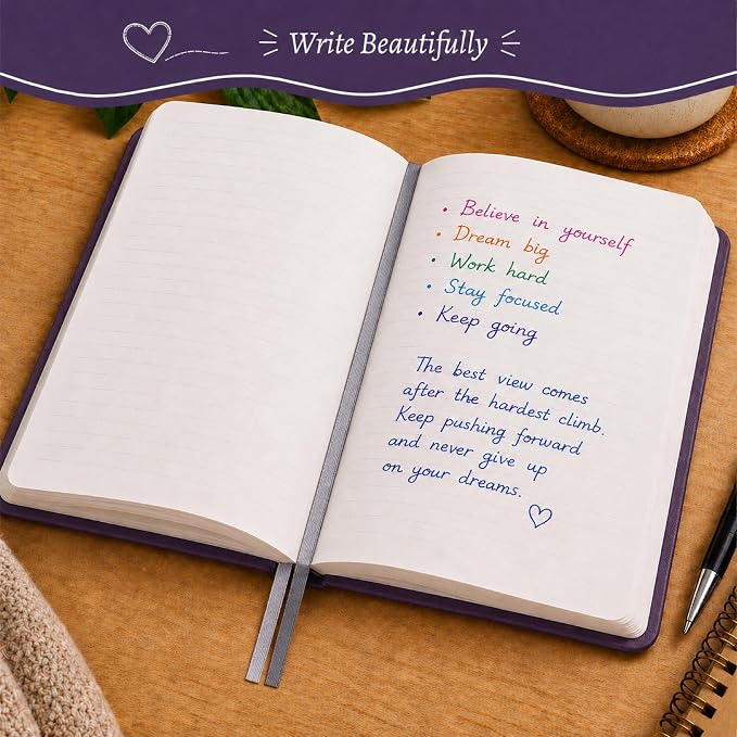 Eccolo Cool Jazz Hardbound Writing Journal, 192-Page Lined Paper, Lay-Flat | Elastic Band Closure, Interior Gusset Pocket, Double Ribbon Bookmarks and Built-In Pen Holder, Durable Section-Sewn Binding