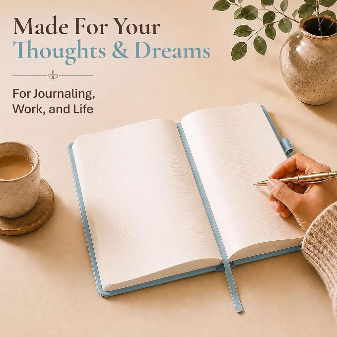 Lined Journal Notebook Hardcover Leather Bound 200 Pages A5 Blue Diary | College Ruled 5.7x8.4" Journaling Notebooks for Men & Women, Writing for Personal, Small Travel Daily Note Book Tree of Life