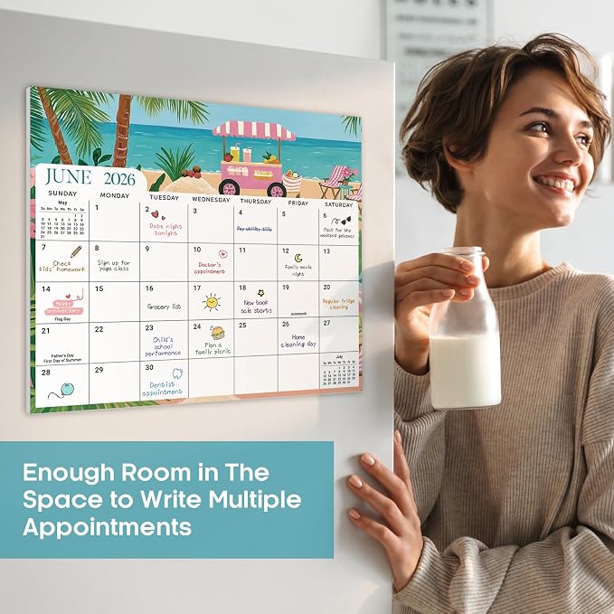 Aesthetic 2026-2027 Magnetic Calendar for Refrigerator, 21-Month Fridge Calendar Magnet from April 2026 to December 2027, Easy Organizing, Colorful City