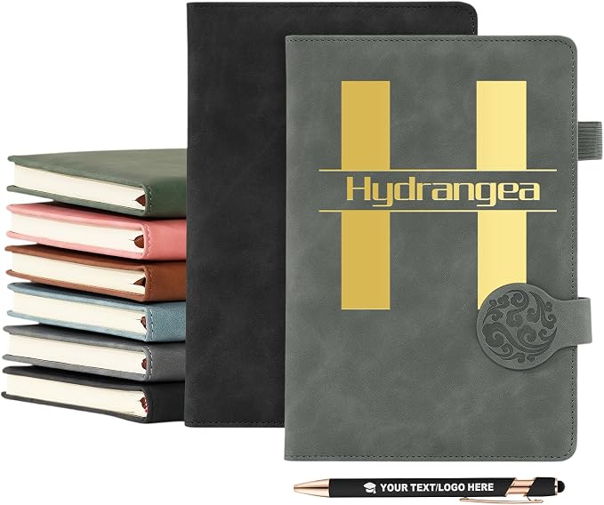 ENOMY Personalized Notebook Set with 10PC Pens Custom Journal for Writing Men Women Custom Notebook Ideal Graduation Valentine's Day Gift, Gray