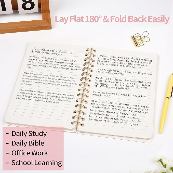 Spiral Notebook-5.75" x 8.125" College Ruled Journal with Inner Pockets and 160 Pages,PU Leather Cover Business Journal, Twin-Wire Binding Notebook Perfect for Office & Home School Supplies Brown