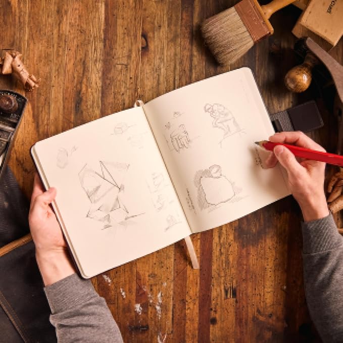 Leatherpress Luxury Leather Sketchbook, Hardcover Drawing Notebook | Pen Loop/Magnetic Closure, Acid Free 150gsm Thick Paper, Full-Grain Leather Artisan Collection (9.3” x 7.8” x .9”)