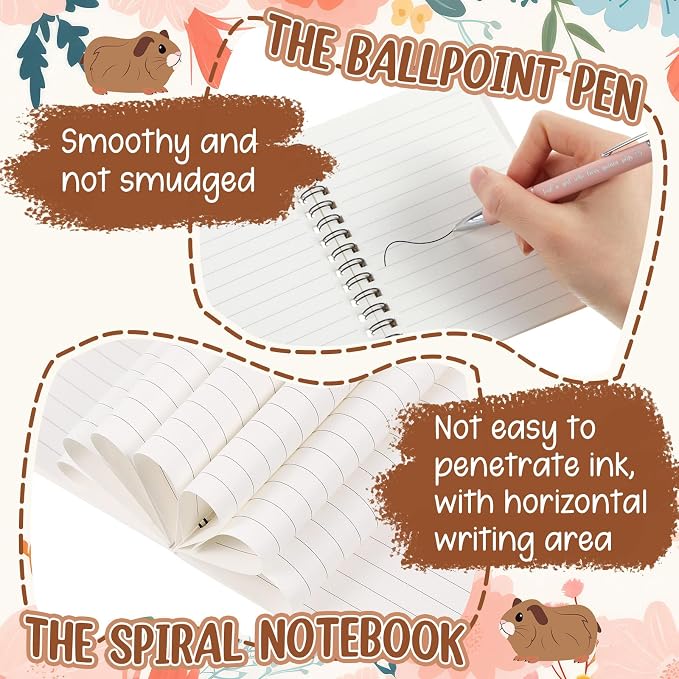 Kinlop 5 Pcs Guinea Pigs Lover Gifts for Women Include Just a Girl Who Loves Guinea Pigs Tote Bag Canvas Cosmetic Bag Coil Notebook Keychain and Ballpoint Pen for Women Girls