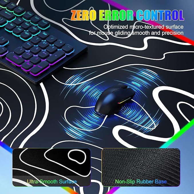 RGB Mouse Pad with Foldable Phone Stand Wireless Charger, 31.5"x11.8" XL Gaming Mousepad Large Desk Mat, Desk Pad with 11 Colors 5 Modes, Waterproof