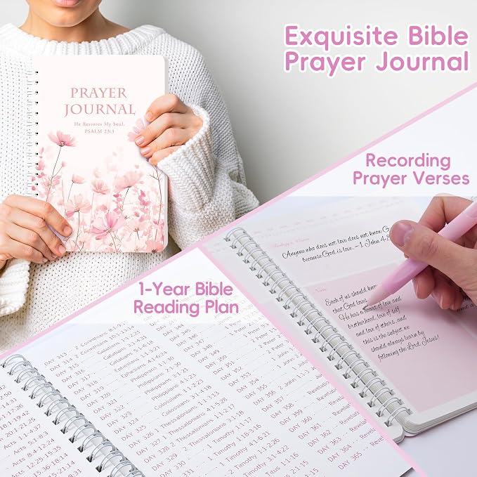 XKDOUS Bible Study Supplies Journaling Kit for Women, Bible Study Kit Journaling Supplies Includes Prayer Journal, Highlighters, Emergency Card, Pencil Case and More, Christian Gifts for Women, Pink