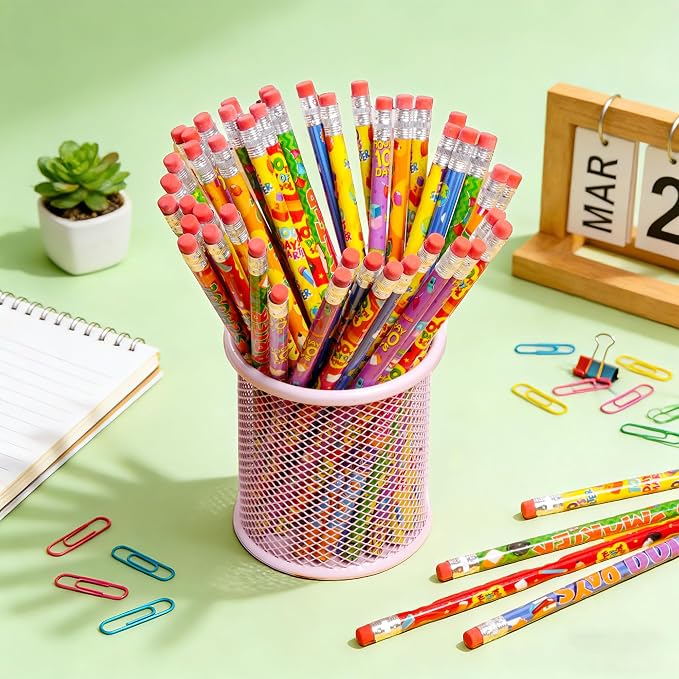 48PCS 100th Days of School Wooden Pencils with Erasers, Novelty Awards Incentives Pencils, Assortment colorful pencil for School Office Giveaways Party Supplies (100th Days)