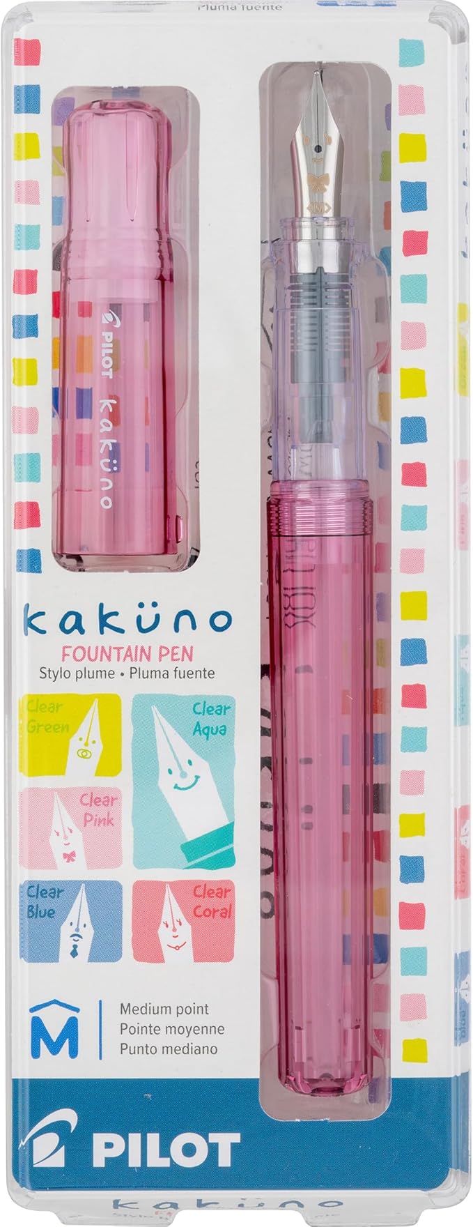 PILOT Kakuno Fountain Pen, Pink Barrel, Medium Nib
