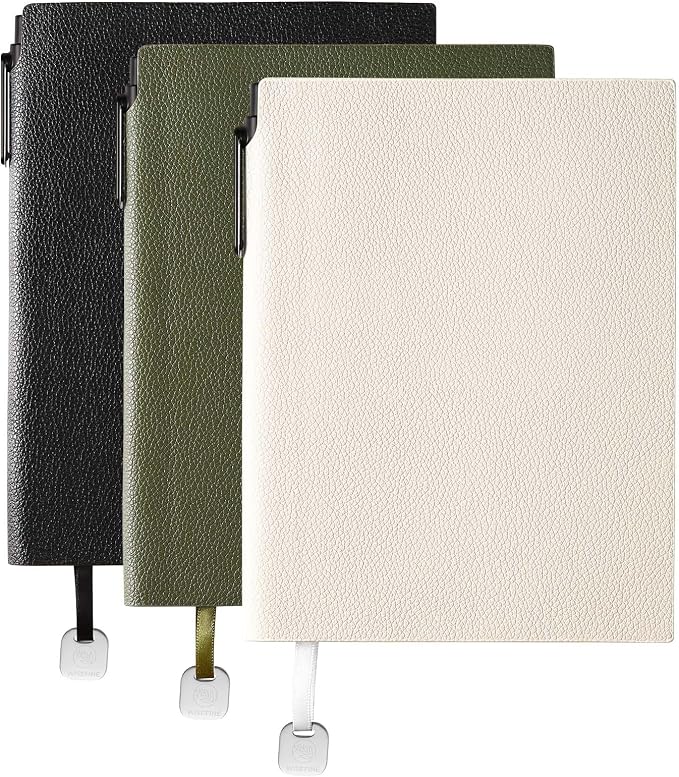 Lined Journal Notebook for Women A5 Softcover Journals for Writing 160 Pages Daily Journaling College Ruled Notebooks for Work School Note Taking, Business 6.38'' X 8.28'' (3pack-White/Army Green/Black)