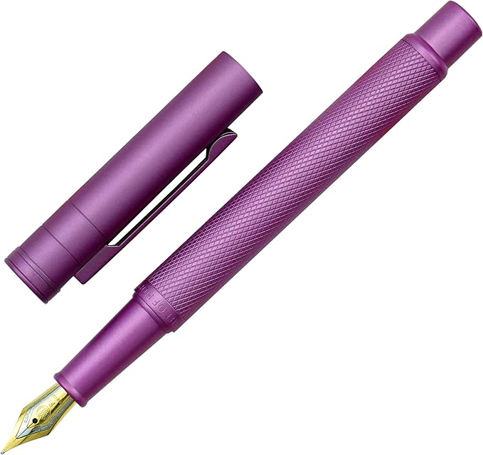 Asvine Pink Forest Fountain Pen Extra Fine Nib, Classic Design with Converter and Metal Pen Case, The Light of Hope Serise