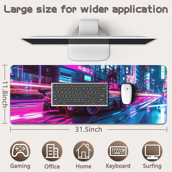 Gaming Mouse Pad - (31.5"×11.8") Sports Car Large Mouse Pads for Desk - Desk Mat for Keyboard and Mouse with Non-Slip Base, Desks Pad Matfor Game/Office & Home
