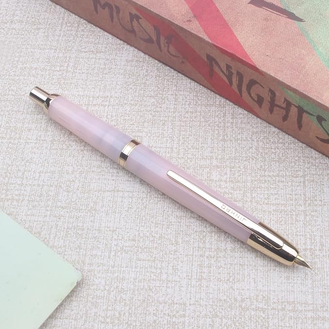 JINHAO 20 Pink Gold Clip Press Fountain Pen Retractable Nib Ink Pen with Converter Stationery School Supplies