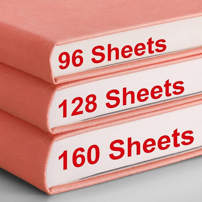 AHGXG College Ruled Notebook, 320 Pages, Large Journal A4 (8.5''×11') | Thick Lined Notebook for Note Taking, 100GSM Paper, Leather Softcover, for Women Men (Pink)