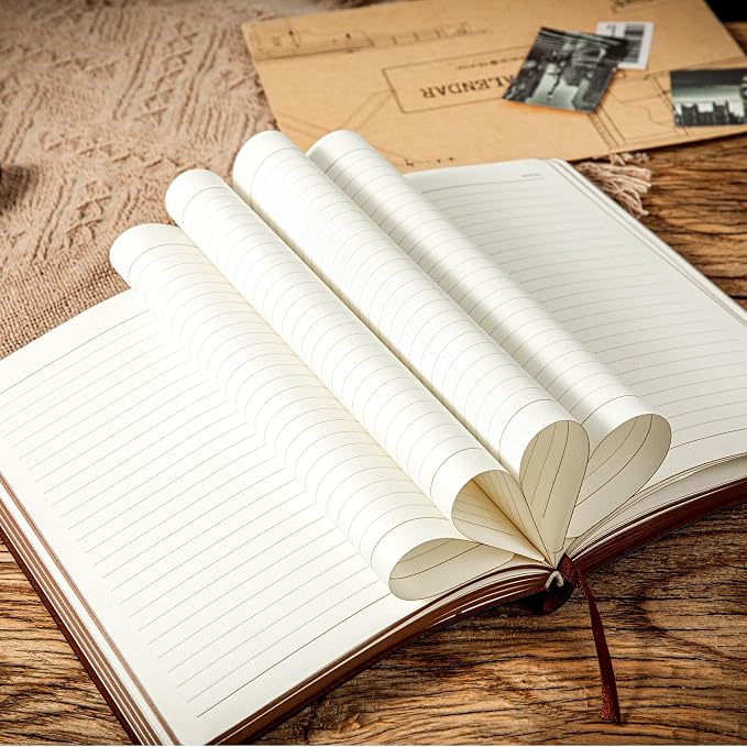 CAGIE 3 Pack Leather Vintage Journal for Men Soft Cover Lined Pages Notebook 180 Lay Flat for Writing Travel Diary, 5.7'' x 8.3'', Black