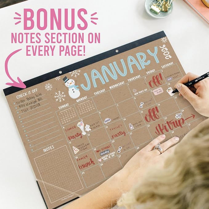 Hadley Designs Large Teacher Desk Calendar 2026-2027 - Desktop Calendar 2026, 18-Month Academic Desk Calendars for School, Home & Office, Cute Classroom Must Haves, Back to School Teacher Gifts