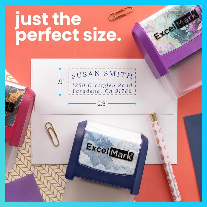 ExcelMark Custom Return Address Stamp (Green, Regency Arch) | Custom Return Address Stamp with Elegant Designs, Vibrant Colors & Patterns – Perfect for Mail, Invitations & Gifts