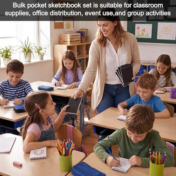 Watersay 100 Pack Small Spiral Notebook Bulk, 3x5 Pocket Notepads,Black | Memo Pads, Mini Blank Sketchbook, for School Office Grocery Shopping Lists, Back to School Gift, Students Rewards, 50 Sheets