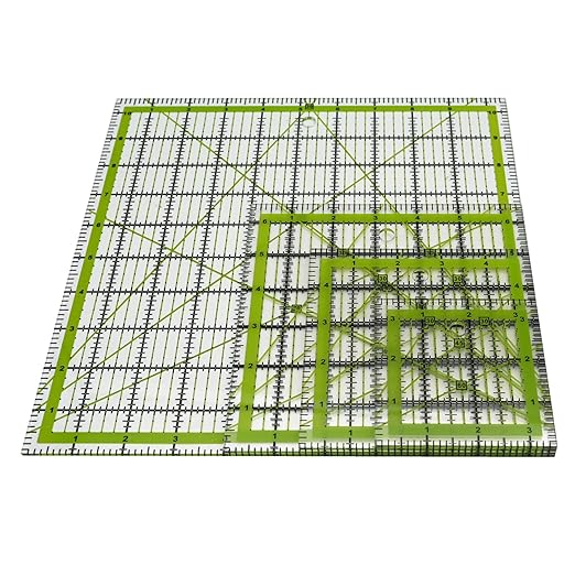 Quilting Rulers,Sewing Ruler,4 Piece Acrylic Square Quilting Templates,Clear Precision Ruler for Quilting Sewing,Tools Supplies Accessories Green(3.5"x3.5" 5"x5" 6.5"x6.5" 10.5"x10.5")