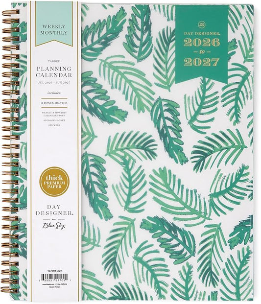 Blue Sky 2026-2027 Weekly & Monthly Academic Planner, 8.5"x11", Palms | July 2026 - June 2027, Flexible Cover, Laminated Tabs, Storage Pocket, Stickers, Academic Year, Day Designer