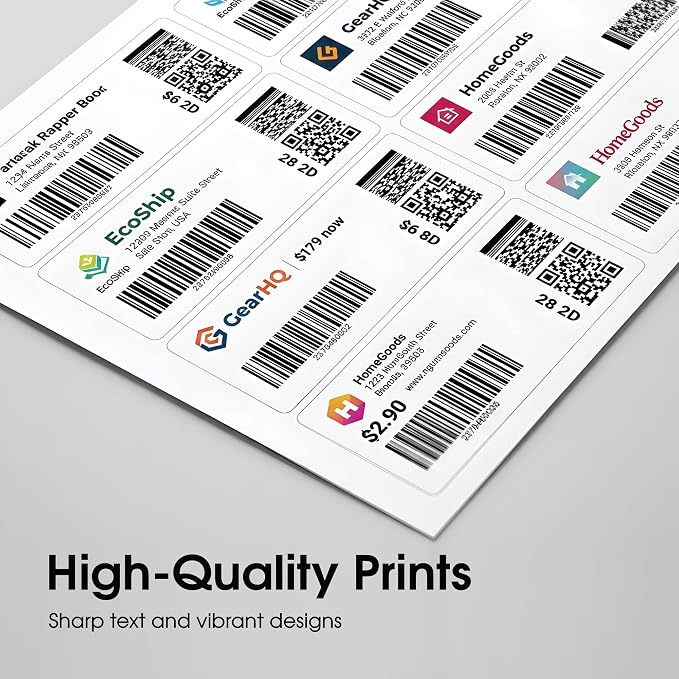 2" X 5" Matte White Printable Shipping Labels (500 Sheets, 4000 Stickers) Address and Mailing Labels for Laser & Inkjet Printers - Spartan Industrial Template R006