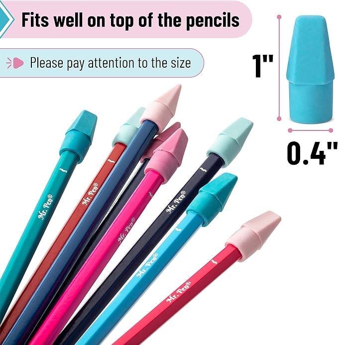 Mr. Pen- Pencil Erasers Toppers, 120 Pack, Muted Pastel Colors | Erasers for Pencil, Pencil Top Erasers
