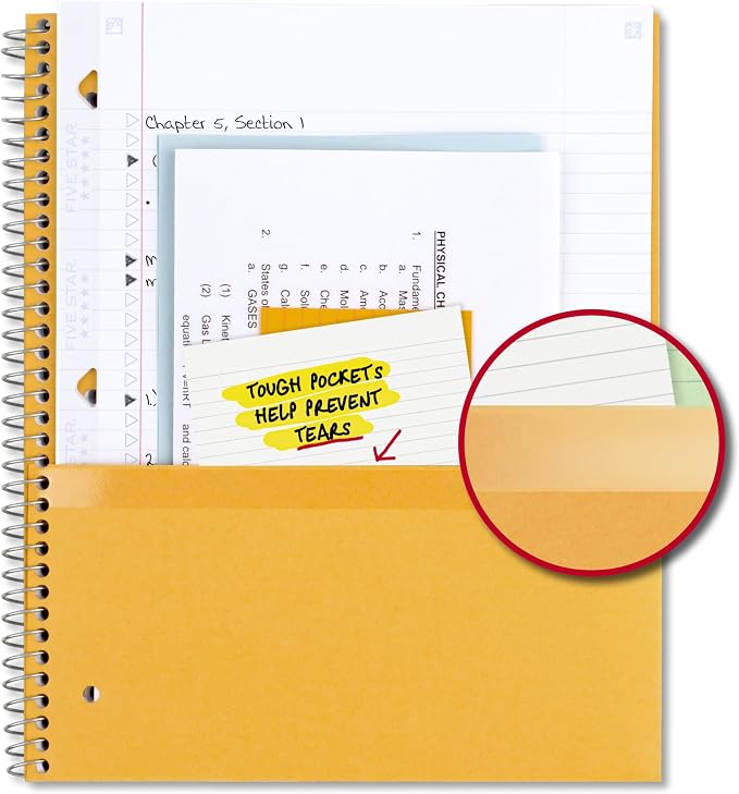 Five Star Spiral Notebook + Study App, 100 Sheets, 1 Subject, College Ruled Paper, Fights Ink Bleed, Water Resistant Cover, 820337-ECM, Purple, Pink, White & Green, 8-1/2" x 11", 4 Pack