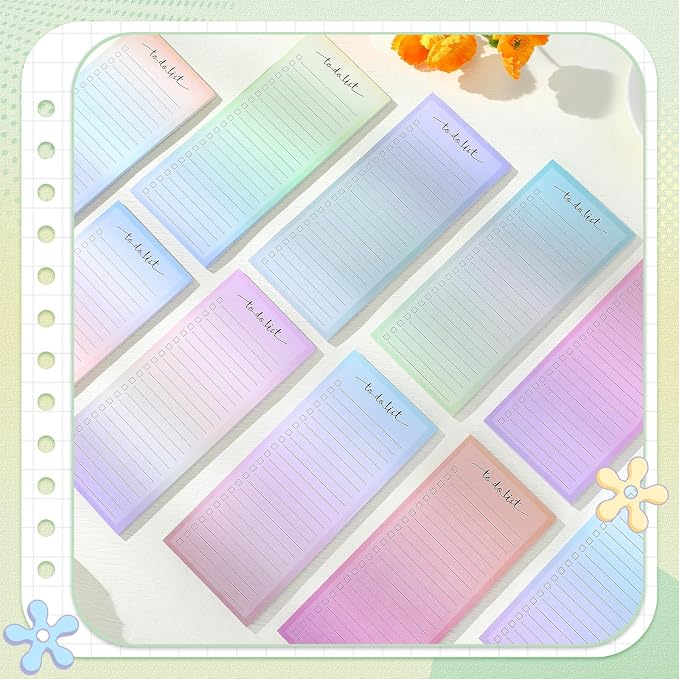 Censen 10 Pack 500 Sheets to Do List Notes Daily Checklist Notepad with 50 Sheets Undated Memo Pad Color Block Shopping List Weekly Plan Notepad Organizer Planners(Vivid Color,Lined)