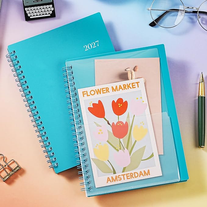 2027 Planner - Planner/Calendar 2027, Jan.2027 - Dec.2027, 8.3" x 6.25" | Tabs, 2027 Calendar Planner, Flexible Cover, A5 Thick Paper, Twin-Wire Binding, 2027 Planner Weekly and Monthly - Aqua Green,