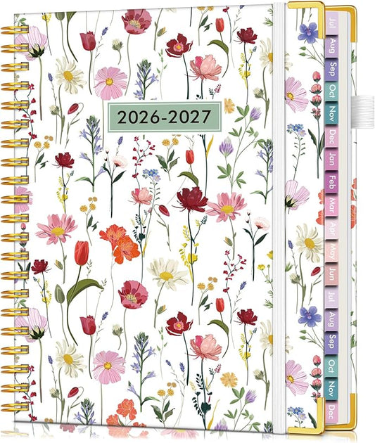 Academic Planner 2026-2027, 18 Months Weekly and Monthly Hardcover Planner, July 2026 - December 2027, 8.5" x 11" A4 Large Daily Calendar Planner Book with Tabs, Spiral College School Agenda Organizer for Student Teacher, Garden