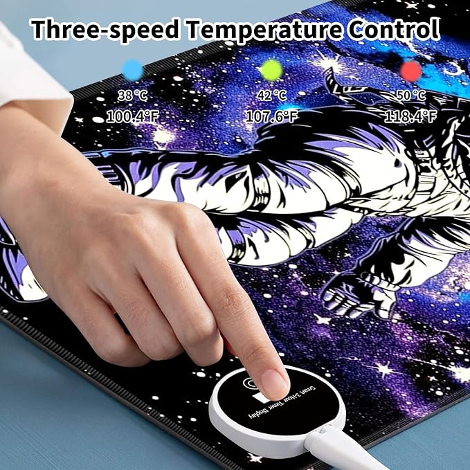 Heated Desk Pad Mouse Pad,Heated Desk Mat,with 3 Heating Levels & 3 Hours Auto Shut-Off,Leather 23.6"*14.2" Gaming Mouse Laptop Mat,Foot Warmer,Astronauts Space Purple