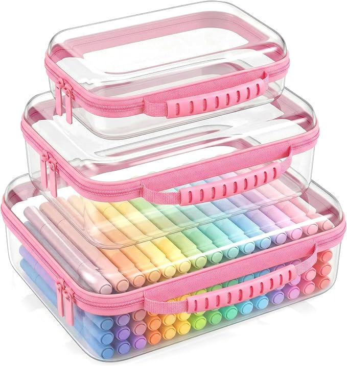 Large Toy Storage Bags with Handle,Clear Hard Shell Zipper Case, 3 Pcs Travel Toiletry Bag,Waterproof toys storage and Organizer Bags for Puzzles,Diapers,Cosmetics,Reusable Organizer Pouch