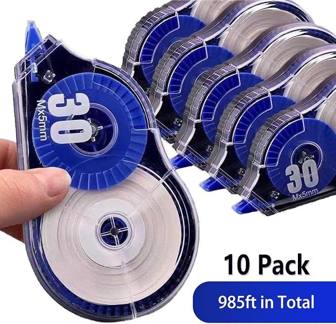 Correction Tape, 10 Pack 33Ft White Correction Tape Roll Easy-to-Use Applicator for Instant Corrections, Ideal for School, Home, and Office Supplies