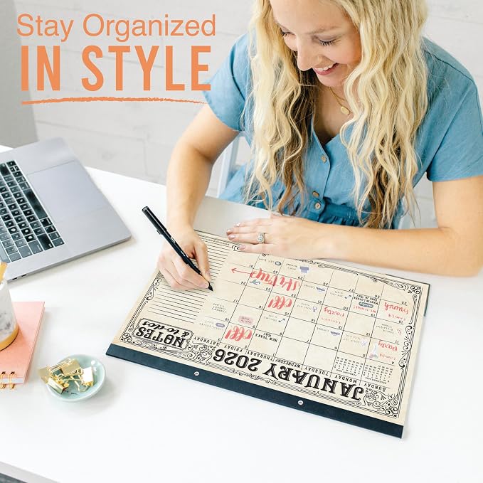 Hadley Designs Large Teacher Desk Calendar 2026-2027 - Desktop Calendar 2026, 18-Month Academic Desk Calendars for School, Home & Office, Cute Classroom Must Haves, Back to School Teacher Gifts